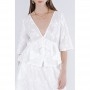 Cafe Noir BLUSA CON MACICHE CORTE E BALZA IN MUSSOLA DI COTONE RICAMATA - C7JC0234