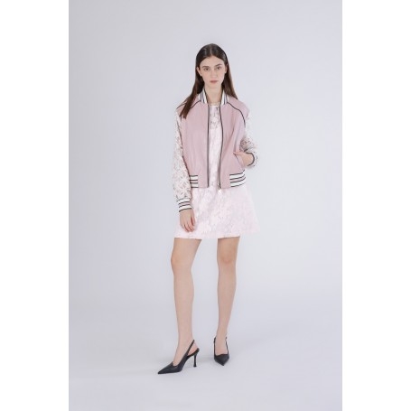 Cafe Noir BOMBER IN SIMILPELLE CON MANICHE IN PIZZO - C7JG0047