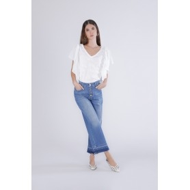 Cafe Noir PANTALONE CROPPED CON ORLO SCIOLTO - C7JJ0191