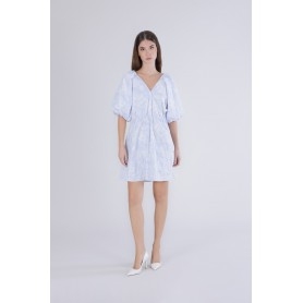 Cafe Noir ABITO IN POPELINE RIGATO E RICAMATO - C7JA0273