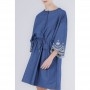 Cafe Noir ABITO IN TENCEL DENIM CON RICAMO ALLE MANICHE - C7JA0281