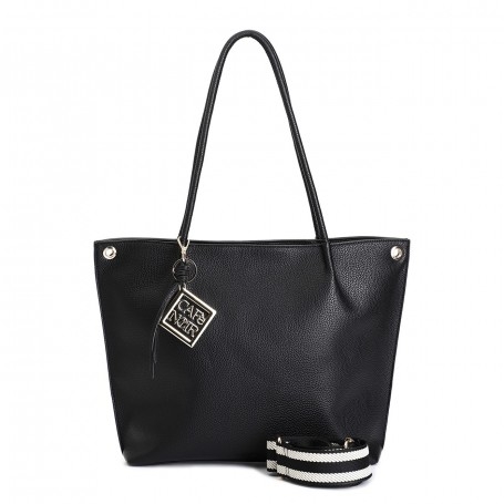 Cafe Noir SHOPPING IN MATERIALE CON GRANA, TRACOLLA REMOVIBILE IN NASTRO E CHARM IN METALL - C3YE0806