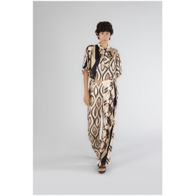 Cafe Noir PANTALONE PALAZZO IN SATIN STAMPATO - C7JP0253