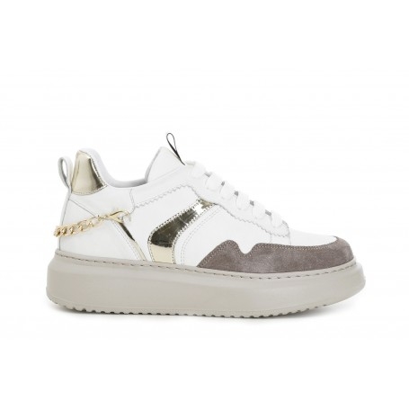 Cafe Noir SNEAKERS IN PELLE CON CATENA DIETRO A DECORO - C1DE1630