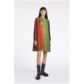 Cafe Noir ABITO PLISSETTATO STAMPATO CON FUSCIACCAAL COLLO - C7JA0069