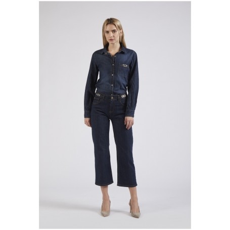 Cafe Noir PANTALONE RELAXED CROPPED CON PLACCHETTE - C7JJ0127