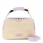 Cafe Noir BAULETTO IN RAFFIA CON RIFINITURE IN PUA CONTRASTO , PATCH CON LETTERING E MANI - C3YC1012