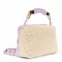 Cafe Noir BAULETTO IN RAFFIA CON RIFINITURE IN PUA CONTRASTO , PATCH CON LETTERING E MANI - C3YC1012