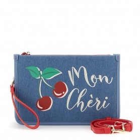 Cafe Noir CLUTCH IN CANVAS E MATERIALE SINTETICO EFFETTO  NAPPA CON STAMPA E RICAMO SUL PA - C3JB0024