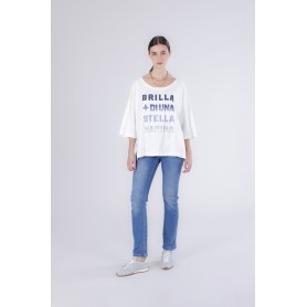 Cafe Noir TSHIRT SLOGAN BRILLA + DI UNA STELLA MARINA - C7JT0272