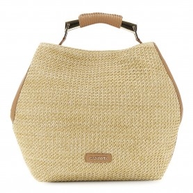 Cafe Noir SACCA IN RAFFIA CON RIFINITURE IN PU A CONTRASTO , PATCH CON LETTERING E MANICO - C3YC1010