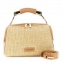 Cafe Noir BAULETTO IN RAFFIA CON RIFINITURE IN PUA CONTRASTO , PATCH CON LETTERING E MANI - C3YC1012