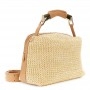Cafe Noir BAULETTO IN RAFFIA CON RIFINITURE IN PUA CONTRASTO , PATCH CON LETTERING E MANI - C3YC1012