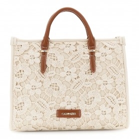 Cafe Noir SHOPPING  PICCOLA IN MACRAME' CON MANICI E TAG IN SINTETICO EFFETTO PELLE IN CON - C3NB1050