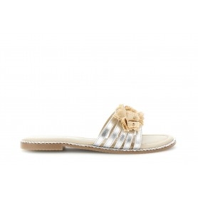 Cafe Noir CIABATTA LISTINI IN PELLE LAMINATA CON ACCESSORIO RAFIA - C1FD2014