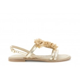 Cafe Noir SANDALO A T IN PELLE LAMINATA CON ACCESSORIO RAFIA - C1FD2013