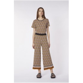 Cafe Noir PANTALONI LAVORAZIONE JACQUARD DISEGNO GEOMETRICO - C7JM0125