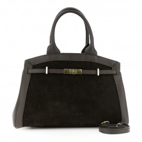 Cafe Noir BORSA A MANO IN CAMOSCIO CON RIFINITUREIN PELLE MARTELLATA, CHIUSURA IN METALLO - C3XH0063
