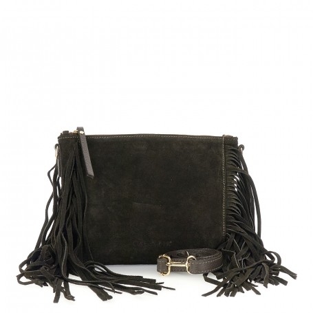 Cafe Noir POCHETTE CON ZIP IN CAMOSCIO ,CON LUNGHE FRANGE LATERALI, TRACOLLA REMOVIBILE IN - C3XH0064