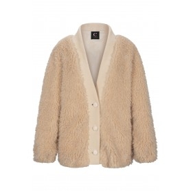 Cafe Noir CARDIGAN IN SIMILPELLICCIA CON BORDATURE IN MAGLIA - C7JG0052