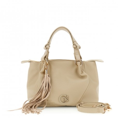 Cafe Noir tote con pieghe in materiale sintetico effetto pelle con grana grossa, logo CN i - C3BC1104