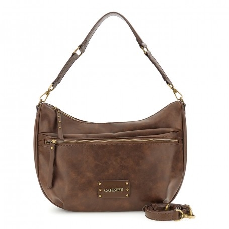 Cafe Noir BORSA A SPALLA IN MATERIALE SINTETICO EFFETTO VINTAGE CON TASCA CON ZIP DAVANTI, - C3MH1120