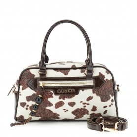 Cafe Noir BAULETTO IN MATERIALE SINTETICO CRACKLE' CON STAMPA MUCCA,  TASCA CON ZIP SUL DA - C3NH1107