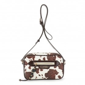 Cafe Noir CAMERA BAG IN MATERIALE SINTETICO CRACKLE' CON STAMPA MUCCA,  TASCA CON ZIP SUL - C3NH1108