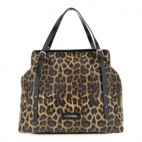 Cafe Noir MORBIDA TOTE GRANDE IN MATERIALE SINTETICO STAMPA LEOPARDO , CON TRACOLLE SOTTIL - C3NN1100