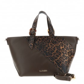 Cafe Noir GRANDE TOTE IN SINTETICO EFFETTO NAPPA CON DETTAGLIO IN SINTETICO STAMPA LEOPARD - C3YB1104