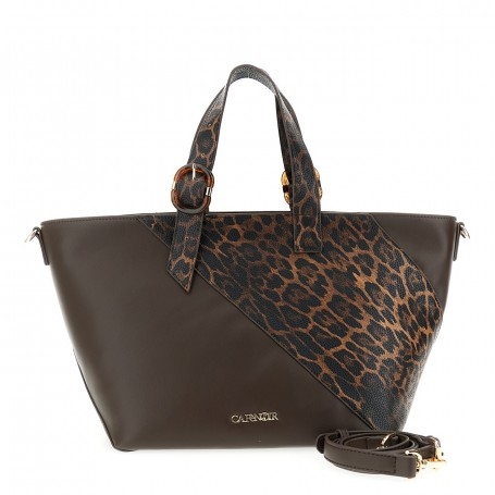 Cafe Noir GRANDE TOTE IN SINTETICO EFFETTO NAPPA CON DETTAGLIO IN SINTETICO STAMPA LEOPARD - C3YB1104