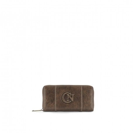 Cafe Noir PORTAFOGLIO ZIP ROUND GRANDE IN SINTETICO EFFETTO VINTAGE CON LOGO PATCH NELLO S - C4AE1108