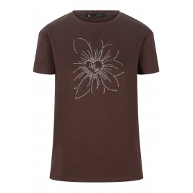 Cafe Noir TSHIRT CON FIORE DI STRAS E BORCHIETTE - C7JT0295