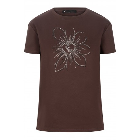 Cafe Noir TSHIRT CON FIORE DI STRAS E BORCHIETTE - C7JT0295