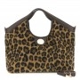 Cafe Noir tote in tessuto a stampa leopardo con rifiniture in Pu effetto pelle con grana, - C3JB0027