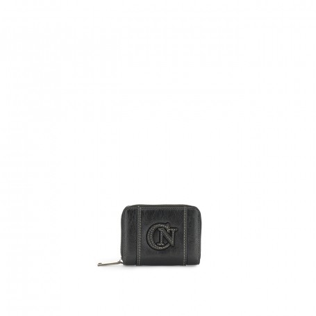 Cafe Noir PORTAFOGLIO ZIP ROUND PICCOLO IN SINTETICO EFFETTO VINTAGE CON LOGO PATCH NELLO - C4AE1109