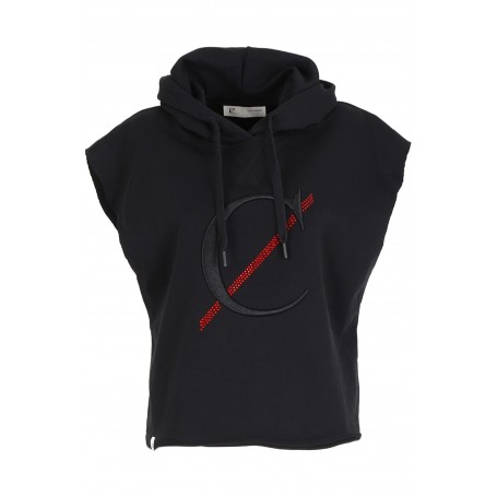 Cafe Noir GILET CORTO CON CAPPUCCIO E LOGO RICAMATO - C7JF0027