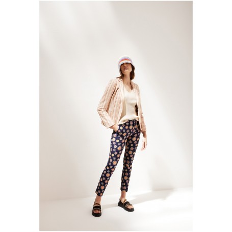 Cafe Noir PANTALONE CHINO  SUPER STRETCH STAMPATO - C7JP0042