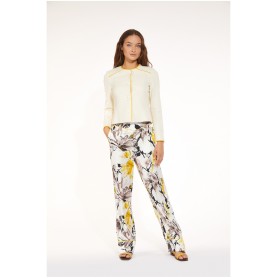 Cafe Noir PANTALONE PALAZZO STAMPATO CON BORDI A CONTRASTO - C7JP0049