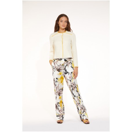 Cafe Noir PANTALONE PALAZZO STAMPATO CON BORDI A CONTRASTO - C7JP0049