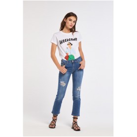 Cafe Noir PANTALONE SLIM CON ROTTURE - C7JJ0089